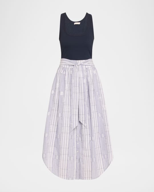 aralyn poplin combo sleeveless midi dress Aralyn Combo Midi Tank Dress