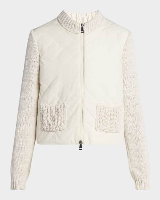 Moncler Quilted Knit Zip Cardigan | Neiman Marcus