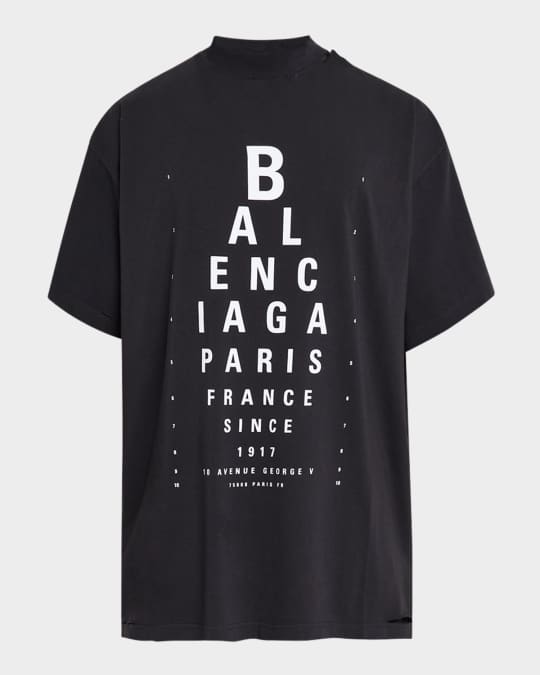 Balenciaga Men's Oversized Optical Logo T-Shirt | Neiman Marcus