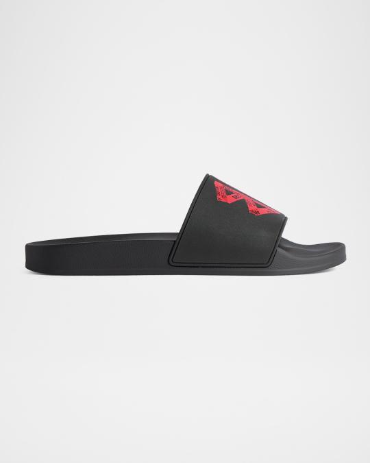 Balenciaga Men's BB Logo Pool Slide Sandals | Neiman Marcus