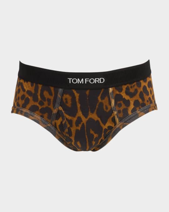 Men's Cheetah-Print Cotton Stretch Briefs 