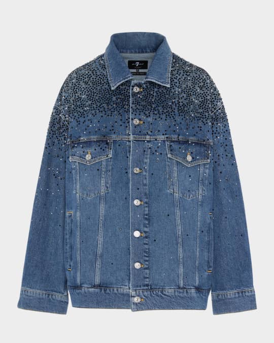 7 for all mankind  Oli Rhinstone Denim Trucker Jacket