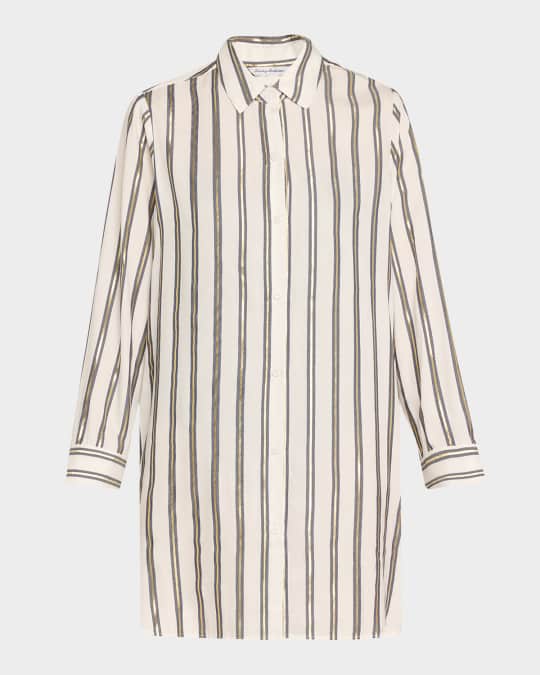 (取寄) トミーバハマ レディース ショーアライン ストライプ ボーイフレンズ シャツ  Bahama women Shoreline Stripe Boyfriend Shirt Beaming Blue Tommy Bahama Women's Shoreline Stripe Boyfriend Shirt at