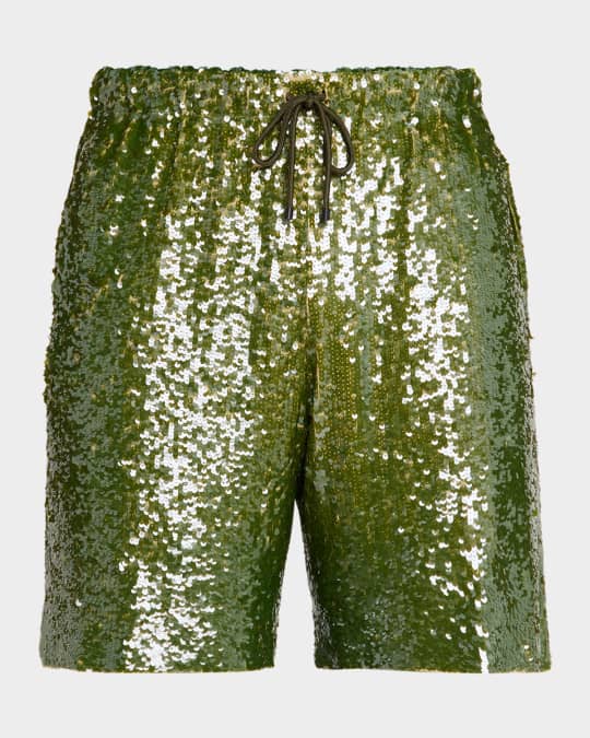 パンツ dries van noten 24ss pepper shorts Dries Van Noten Men's Piperi Sequin Drawstring Shorts | Neiman Marcus