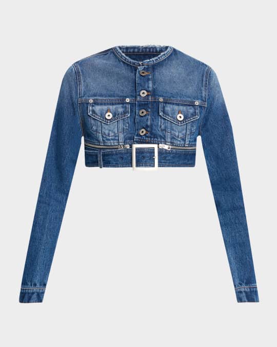 Jean Paul Gaultier Belted Super Crop Denim Jacket | Neiman Marcus