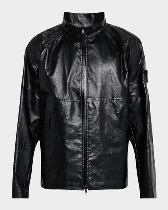 Stone Island Men's Lightweight Leather Biker Jacket | Neiman