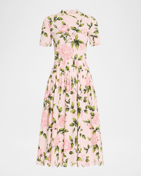 English Roses Poplin Short-Sleeve Pleated Dress