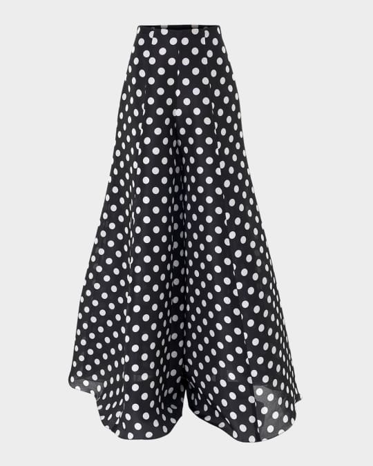 Polka-Dot Silk Palazzo Pants