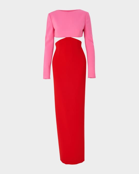 knee length dresses for ladies Carolina Herrera // Red Silk Off The Shoulder Gown – VSP Consignment