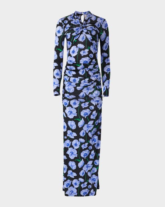 Twisted-Neck Long-Sleeve Gown