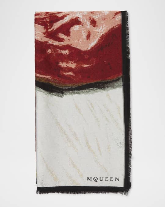 Wool Blend Scarf W/ Painting