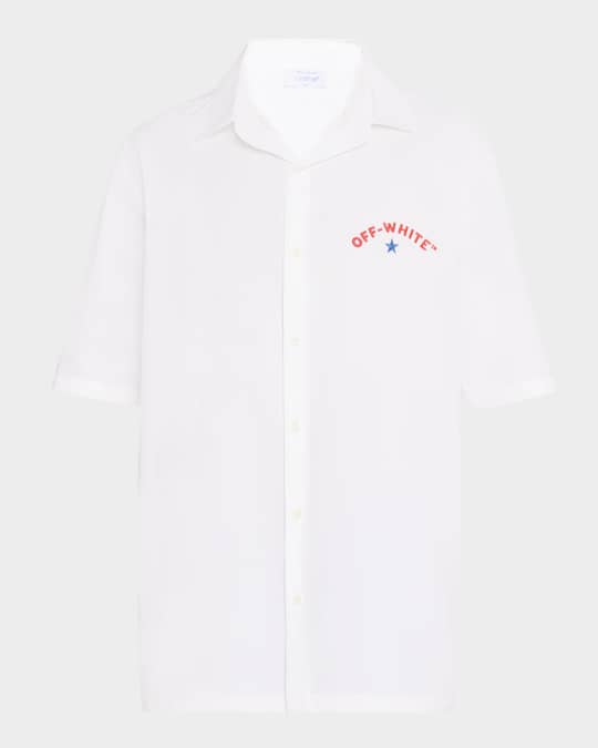 Off-White Men's Star Arrow Poplin Bowling Shirt | Neiman Marcus