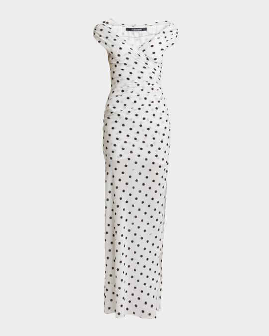 jacquemus off shoulder dress Jacquemus - The Long Velours Dress - Black