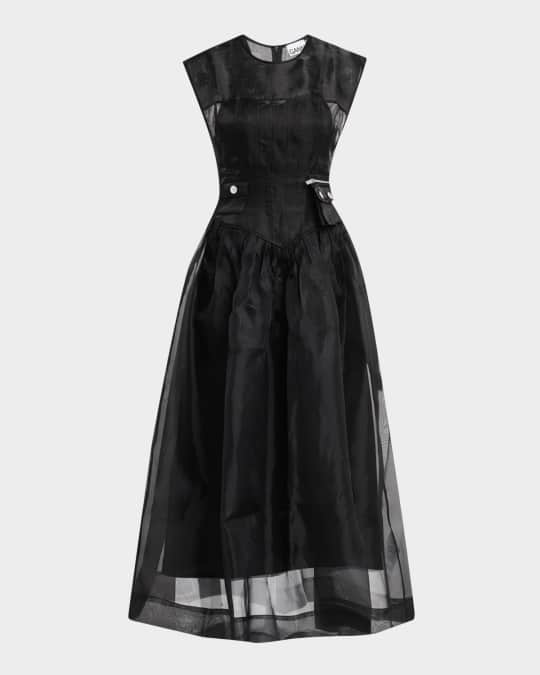 【GANNI / ガニー】Organza dress Black Black Technical Organza Corset Midi Dress | GANNI US