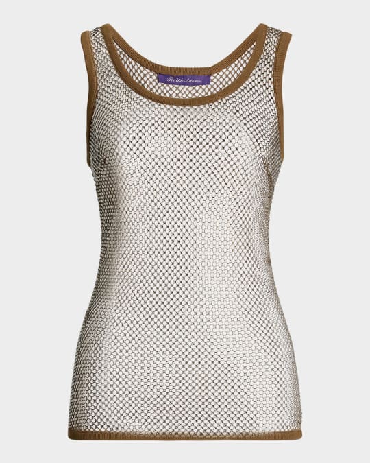 トップス Ralph Lauren top Ralph Lauren Collection Melony Embellished Mesh Tank Top