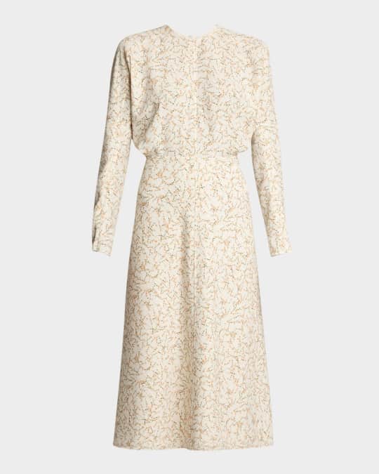 Victoria Beckham Printed Dolman-Sleeve Midi Dress | Neiman