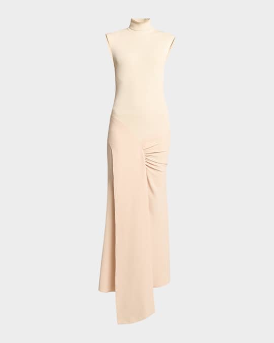 Victoria Beckham Mixed-Media Turtleneck Crop-Waist Maxi Dress | Neiman  Marcus