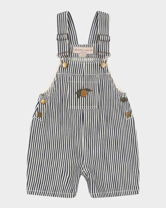 Kid's Fender Striped Organic Cotton Overalls, Size 9M-6