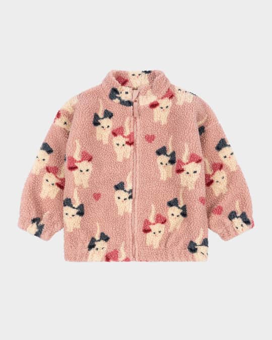 Girl's Cat Teddy Jacket, Size 9M-10