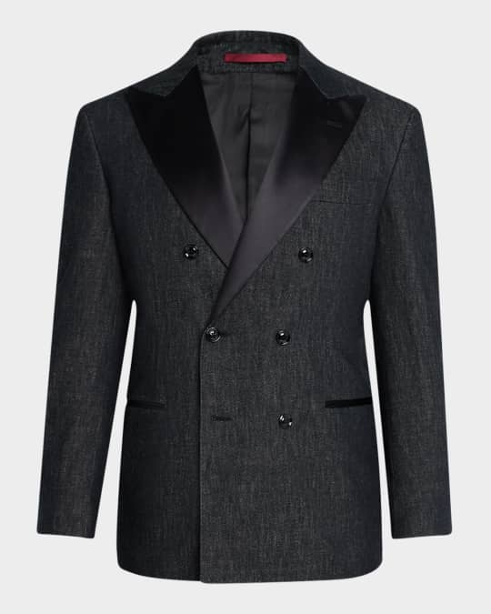 Brunello Cucinelli Men's Satin Peak Lapel Double-Breasted
