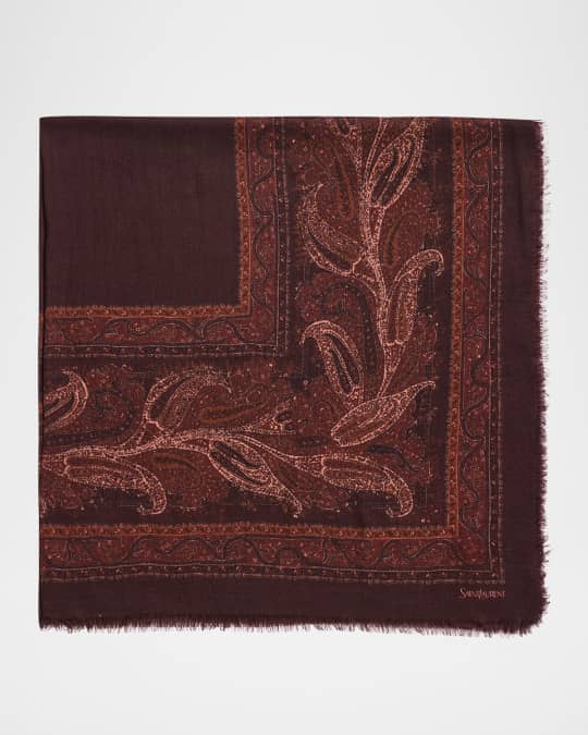 Saint Laurent Geometric Paisley Cashmere Scarf | Neiman Marcus