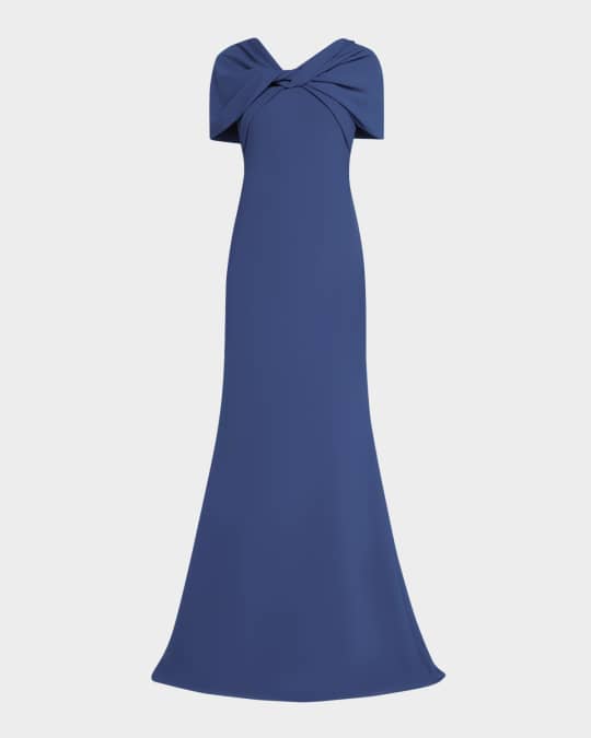 Twist-Front Trumpet Gown