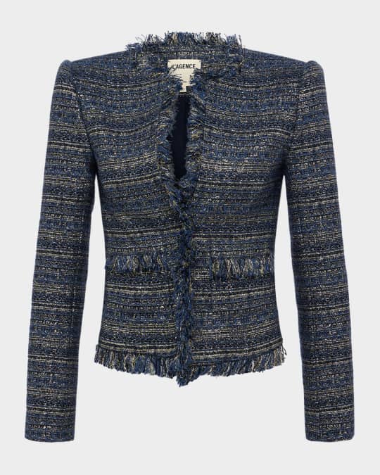 L’Or tweed jacket ロル　L'AUBE BLANC かじまり L'Agence Angelina Metallic Tweed Jacket | Neiman Marcus