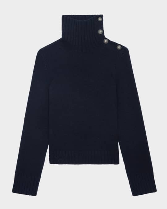 zadig＆voltaire タートルネックニット 黒 Zadig & Voltaire Star Button Sweater | Bloomingdale's