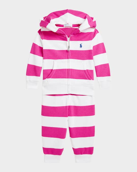 Girl's French Terry & Jogger Pants Set, Size 3M-18M