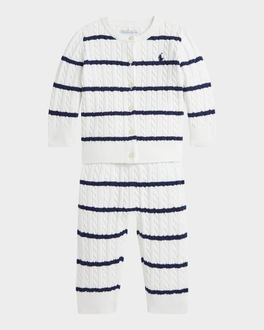 Girl's Cable-Knit Cardigan & Leggings Set, Size 3M-24M