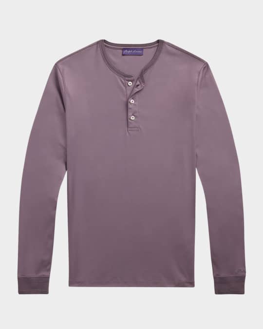 Ralph Lauren Purple Label Men's Interlock Henley Shirt | Neiman Marcus