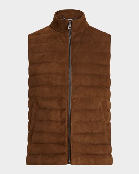 Ralph Lauren Purple Label Men's Quilted Suede Down Vest Neiman