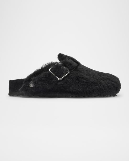 Birkenstock | 12 / 45 | Men’s Tatiama Shearling Winter Buckle Slip-on Mule Clogs Birkenstock Boston Genuine Shearling Lined Clog (Men  main image 2