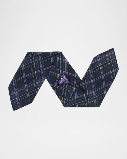 Ralph Lauren Purple Label Men's Plaid Cashmere-Silk Neckerchief