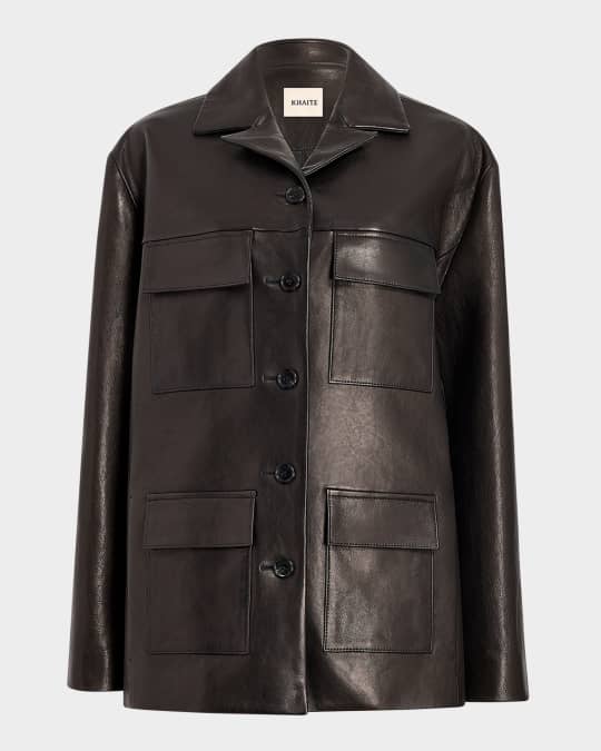 Khaite Morsson Leather Single-Breasted Jacket | Neiman Marcus