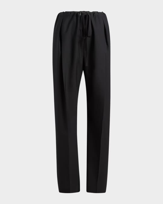 Khaite Trenton Pleated Straight-Leg Pull-On Pants | Neiman