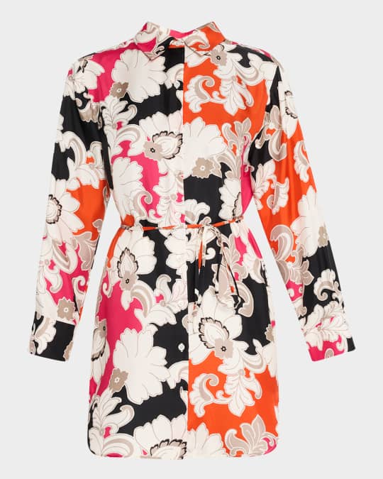 Cressida Floral-Print Silk Twill Tunic Shirt