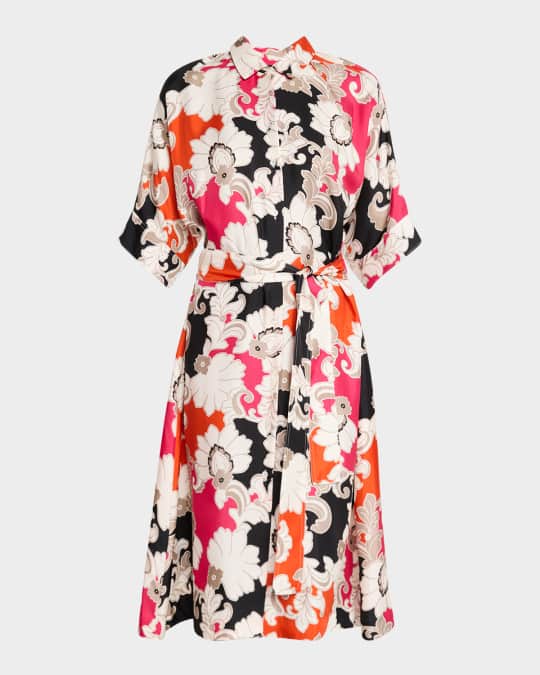 Cressida Floral-Print Silk Twill Midi Shirtdress
