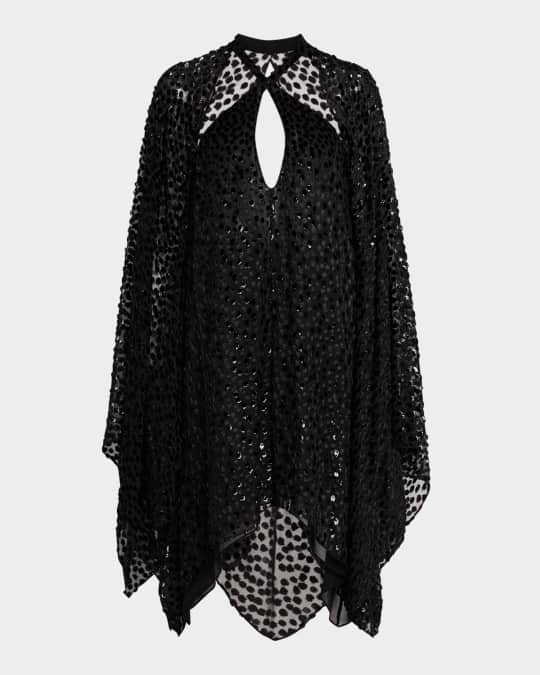 Crossover Cutout Long-Sleeve Mini Dress