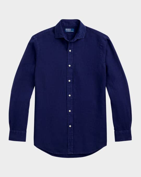 Men's Classic-Fit Linen Casual Button-Down Shirt