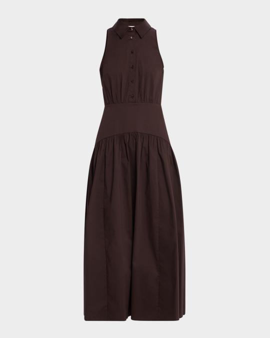 staud romy dress brown Maxi Shirtdress selling Rocco Dress