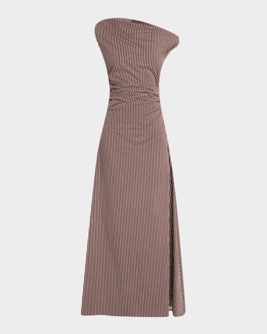 STAUD Phare Striped Asymmetric Maxi Dress | Neiman Marcus