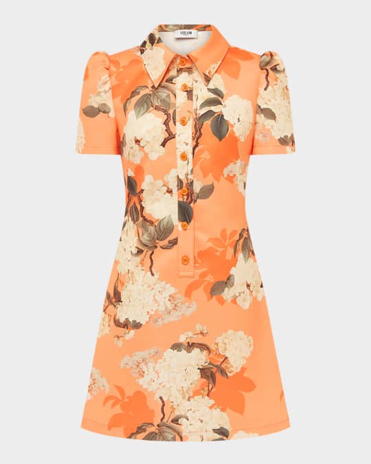 LEO LIN Brooke Hydrangea Mini Shirtdress | Neiman Marcus