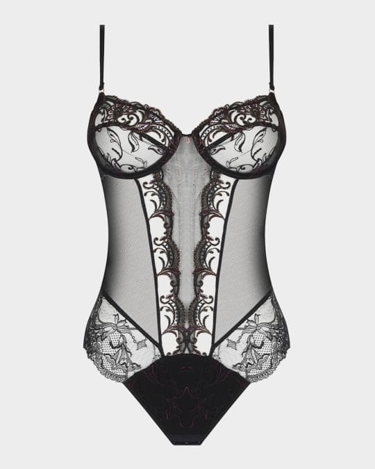 Charme Secret Embroidered Lace Bodysuit