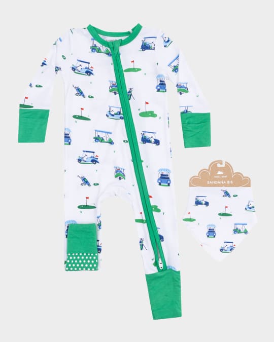 Boy's Vintage Golf Carts Printed Footie, Size Newborn-24M