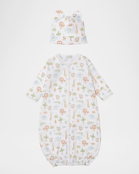 Boy's Jungle Adventure Convertible Gown & Hat Set, Size Newborn-S