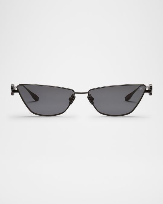 Valentino Garavani V-Logo Titanium Cat-Eye Sunglasses Valentino Garavani V Goldcut II Acetate & Titanium Cat-Eye  main image 2