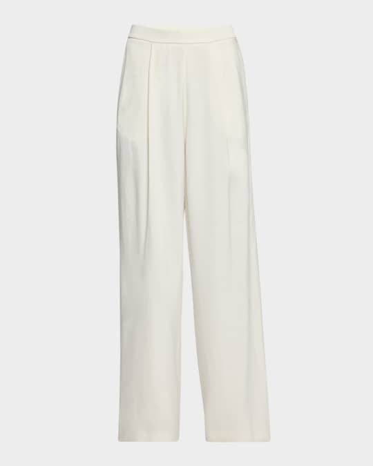 Caledon Pleated Wide Leg Wool Silk Pants
