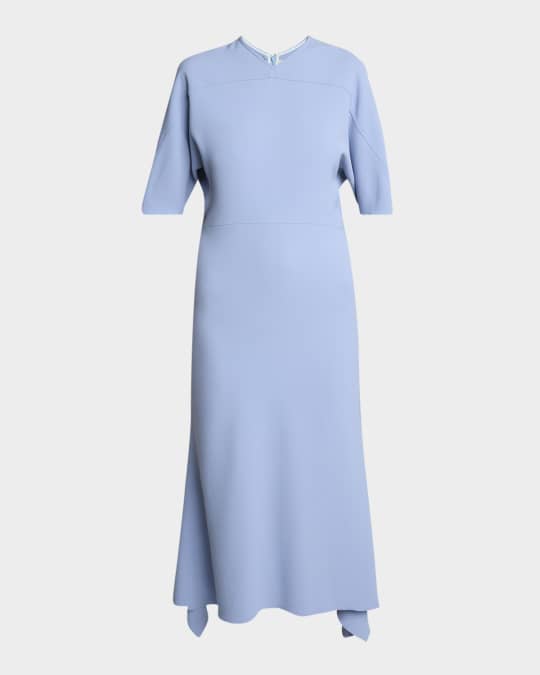 Drop-Sleeve Kickflare Midi Dress
