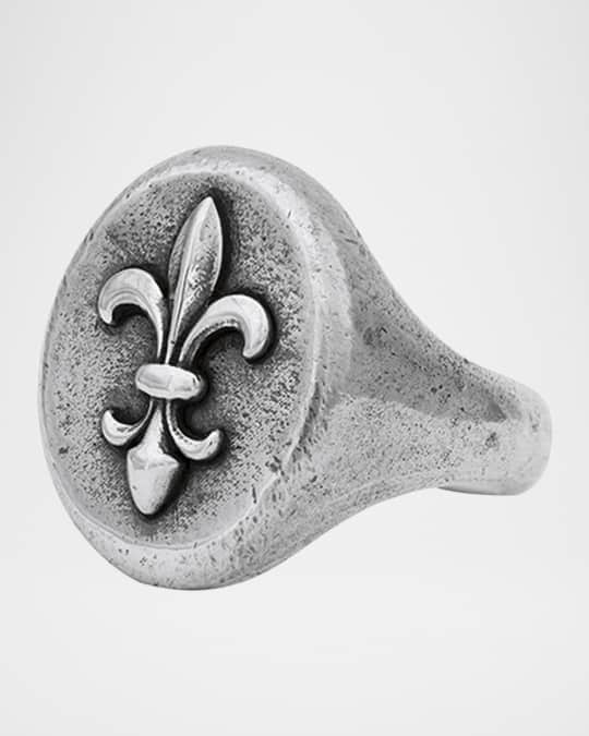 Men's Fleur De Lis Sterling Silver Signet Ring, Size 10